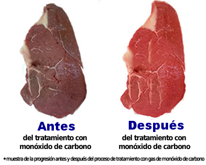 La carne podrida es tratada con monóxido de carbono para hacer que se vea fresca en el supermercado Meat_before_after_co